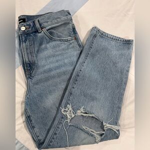 Stylish Express Distressed Straight ankle Blue Jeans
